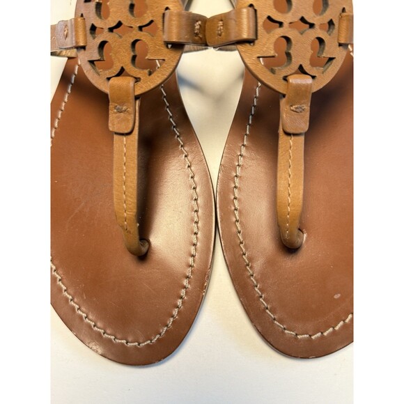 Tory Burch Mini Miller Thong Sandals Flip Flops Cognac Brown Size 8.5 - Picture 3 of 14